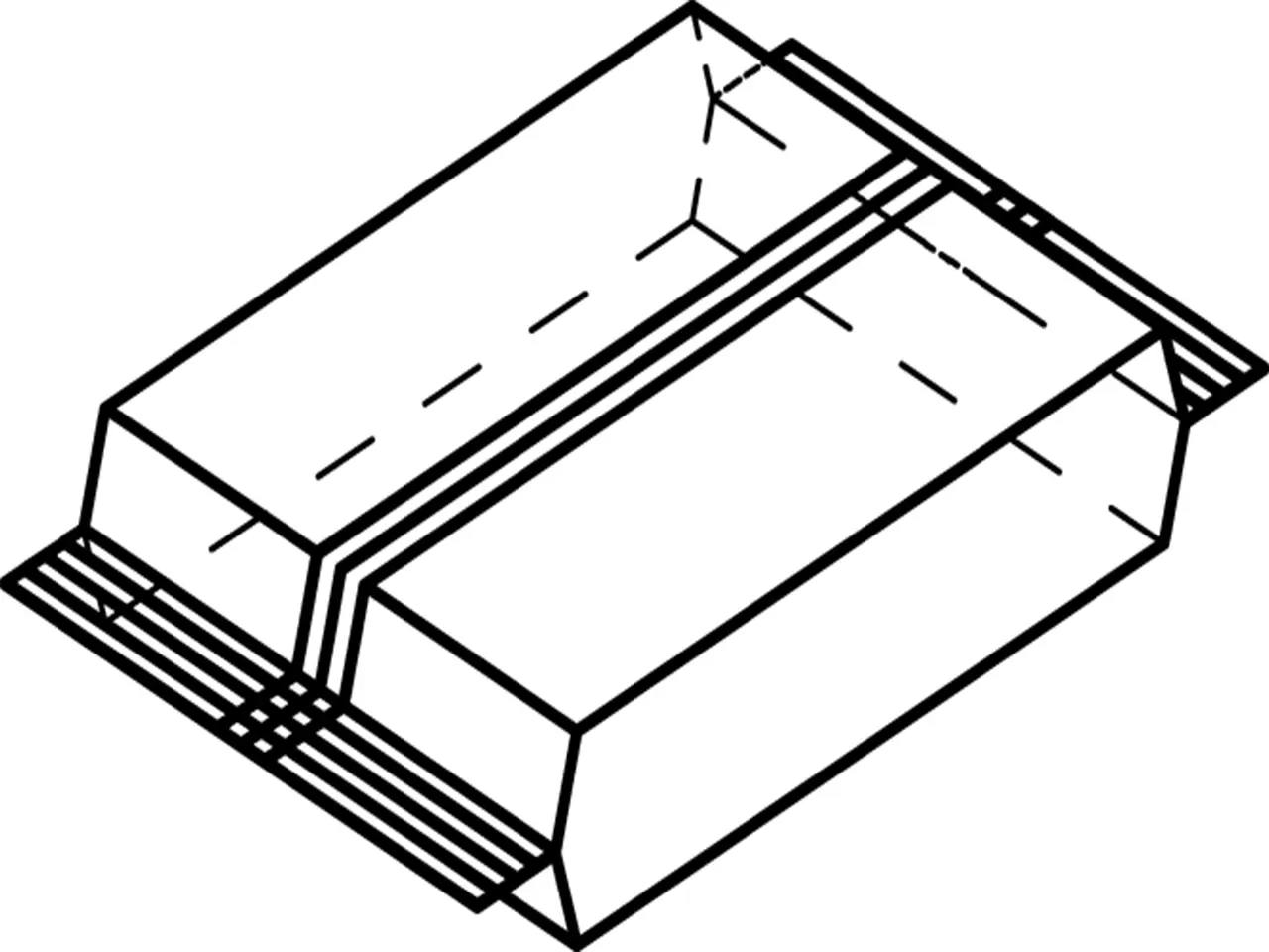 Illustration av flowpack med längssvets