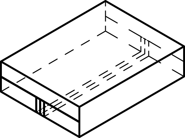 Illustration av förpackning med överlapp under
